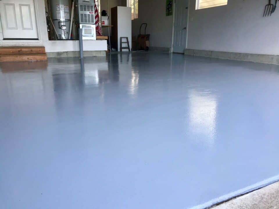 a recent blue color epoxy garage floor