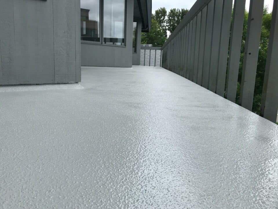 An example of after applying a urethane coating over a new deck.