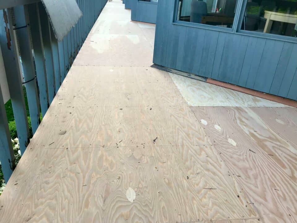 This shows an example of a deck that is unifnished with no urethane coating.